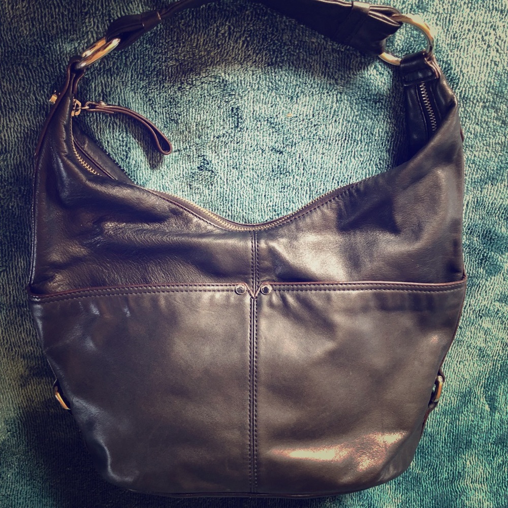 Tignanello Black Leather Shoulder Bag.